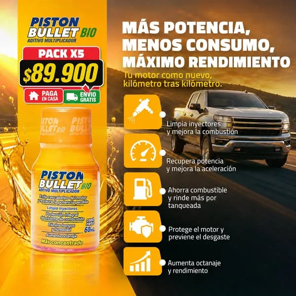 Pack x5 Aditivo Gasolina Piston Bullet
