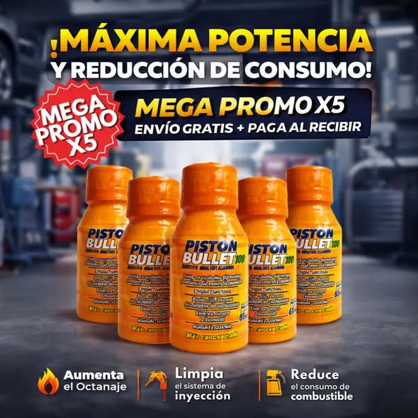 Pack x5 Aditivo Gasolina Piston Bullet
